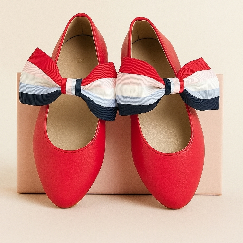 Janie & Jack Red Bow Baby's Shoes